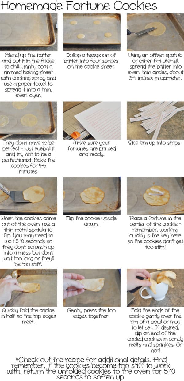 CollageJPG Step-by-step pictures of how to make homemade fortune cookies.