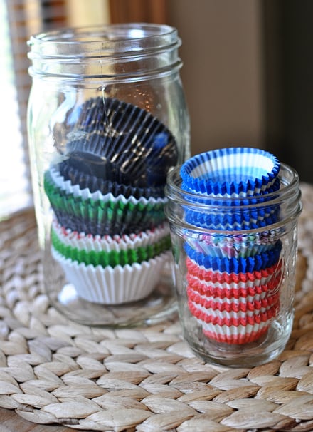 glass mason jars full of muffin cups
