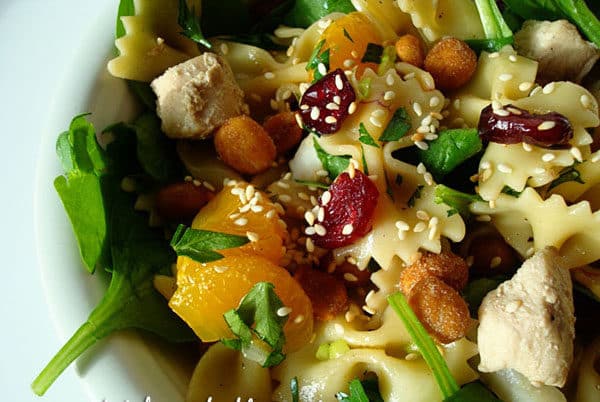 Spinach Chicken & Pasta Salad with Teriyaki Vinaigrette