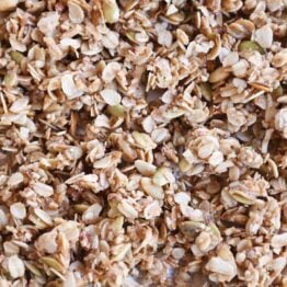 Sheet pan filled with brown butter pecan granola