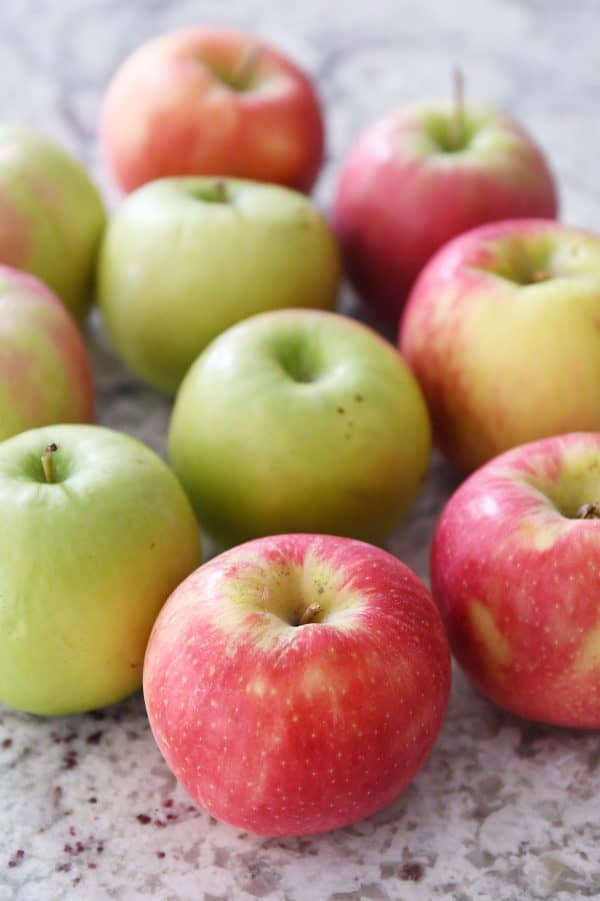 Granny Smith and honey crisp apples.