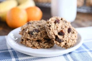 baked healthy breakfast cookies on white plate