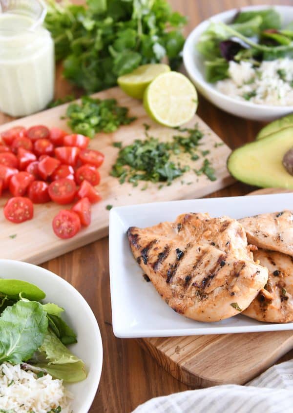 Top down view of honey chipotle lime chicken ingredients.