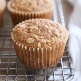 applesauce oat muffin on wire rack