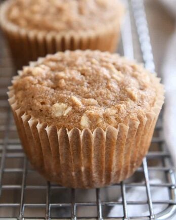 applesauce oat muffin on wire rack