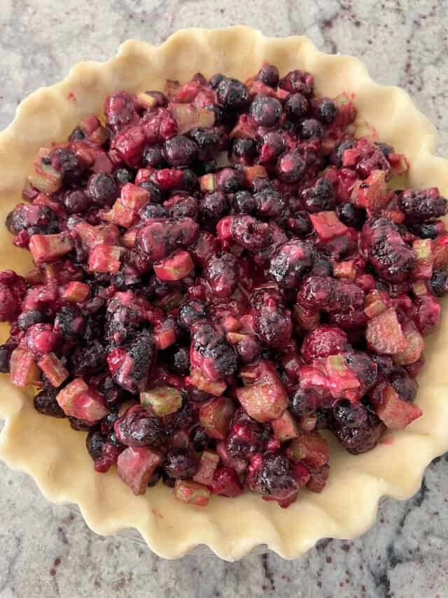 Triple berry rhubarb pie.
