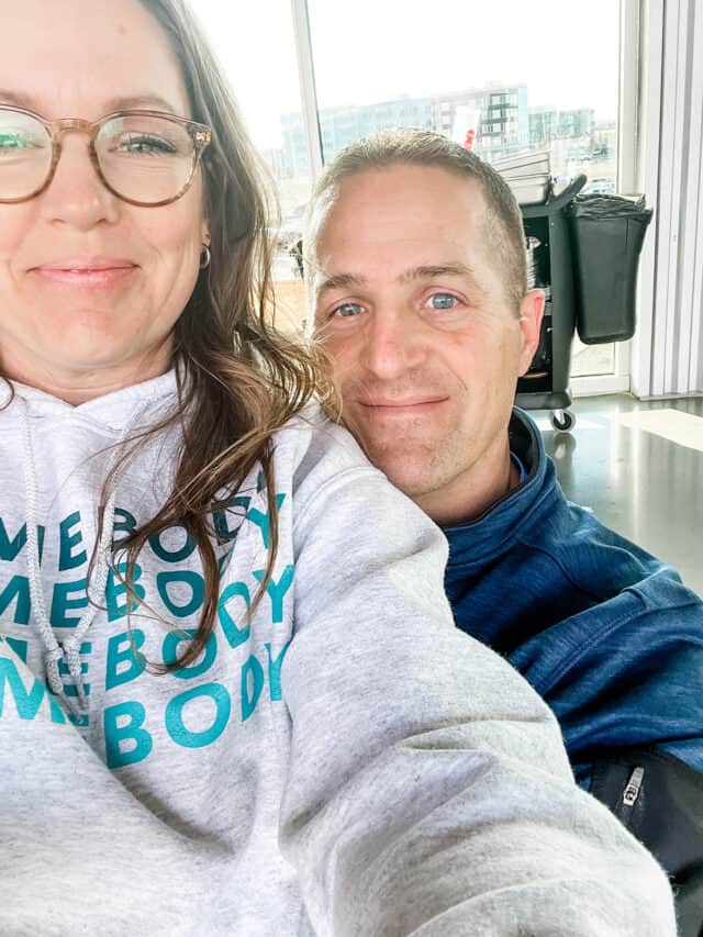 Husband and wife in hoodies