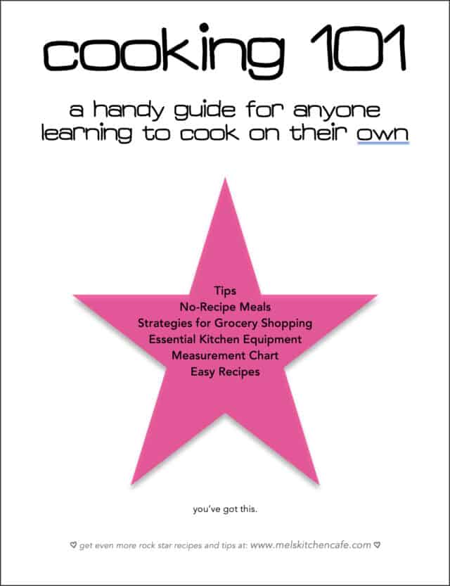 Cooking 101 packet: a handy guide for anyone learning to cook on their own.