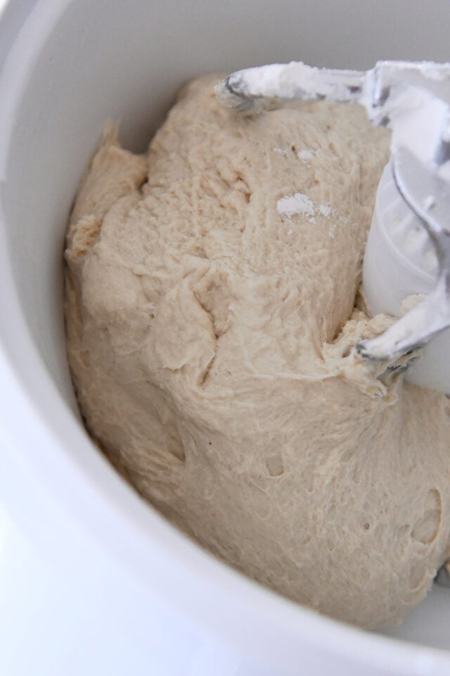 French bread dough mixed in Bosch mixer.