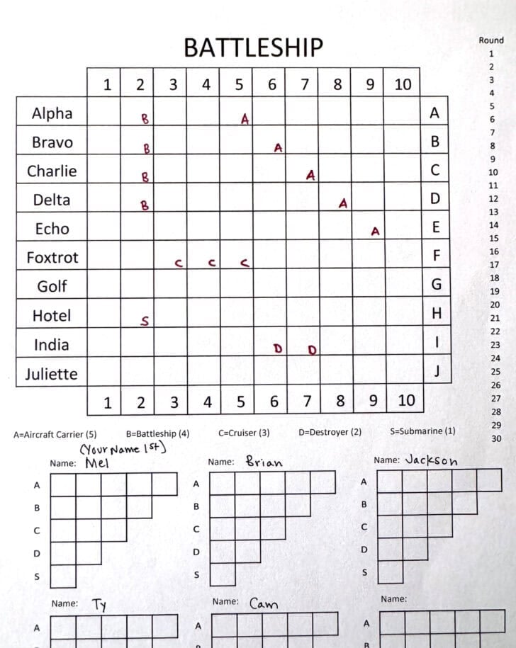 Paper Battleship Game