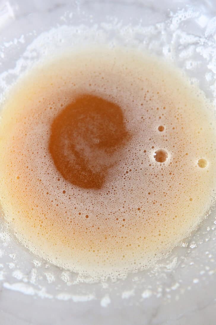 Brown butter in glass bowl.