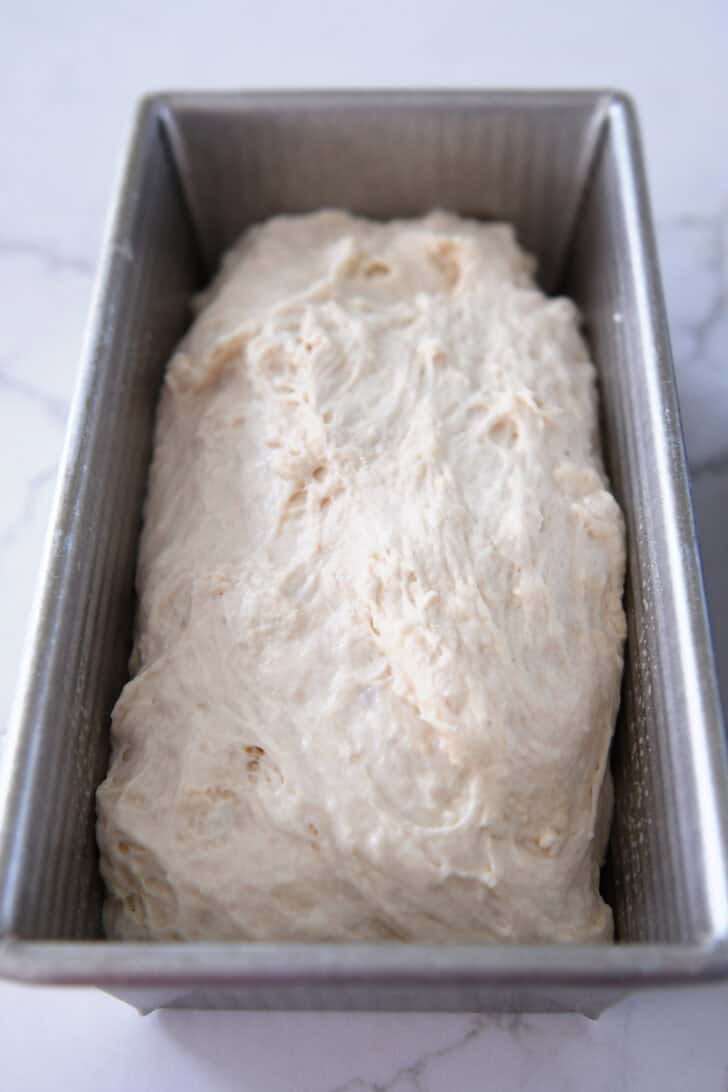 Dough in bread pan.
