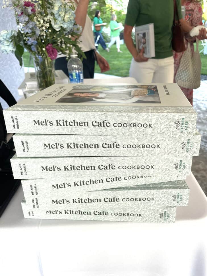 Stack of Mel's Kitchen Cafe Cookbooks