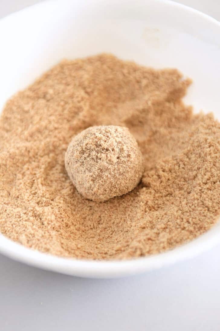 Cookie dough ball rolled in graham cracker crumbs.