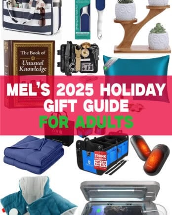 White background with gift guide for adults.