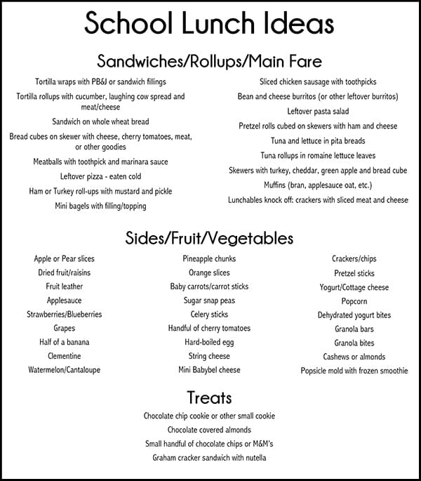 school lunch ideas