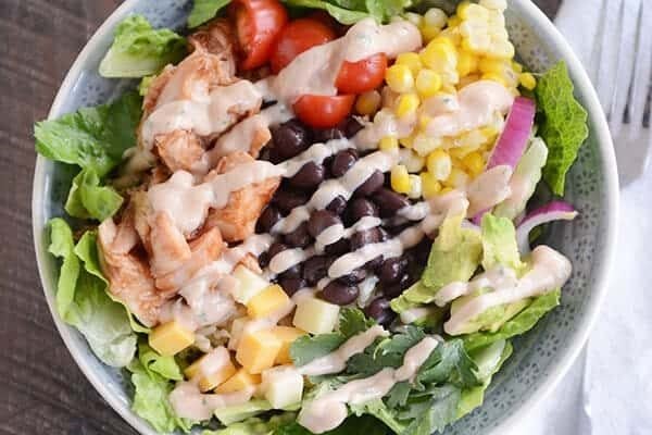 BBQ Chicken Salad Cilantro Lime Rice Bowl