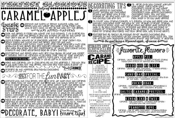 Printable for homemade caramel apples.