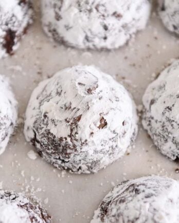 Tray of chocolate truffle cookies.