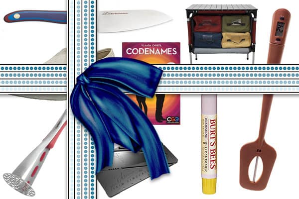 A collage of popular gifts with a big digital bow tied over the top.