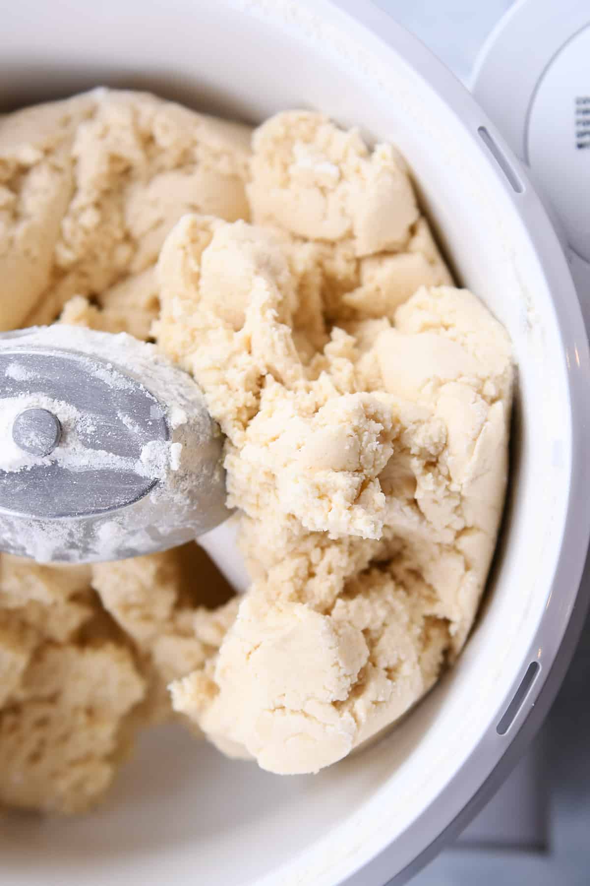 Sugar cookie dough in Bosch mixer.